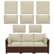 Snubbull 8 Pcs cushion covers for patio furniture, Outdoor Waterproof Cushion Slipcovers Replacement with Zipper, Cream